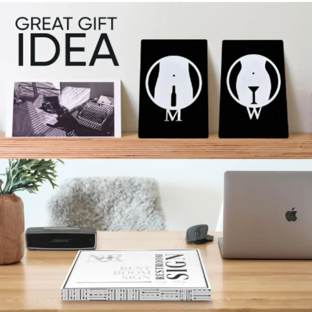 Funny Bathroom Signs - Men/Women Restroom Door Signs for Home/ Business